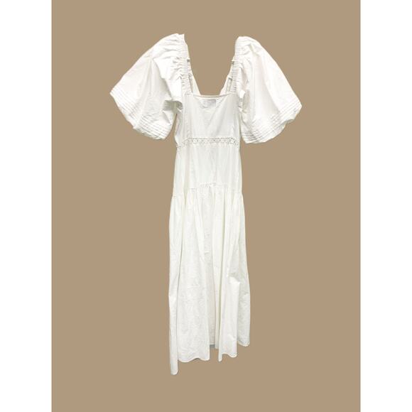 ASOS Design Puff Sleeve Midi Dress Low Neck Laced Dress Size 6 - Picture 7 of 9